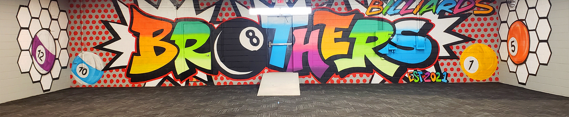 Brothers Billiards interior mural — EST. 2021